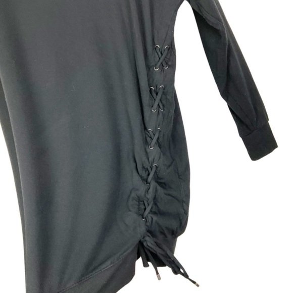 Express Women’s Black Side Lace Up Sweater Knit Tunic Dress - Picture 12 of 16